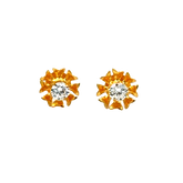 22k Yellow Gold Cubic Zirconia Floral Stud Earrings with gold weight of 0.777g
